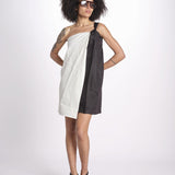 miniabito bicolore in  lino ORCHID NERO undress code 