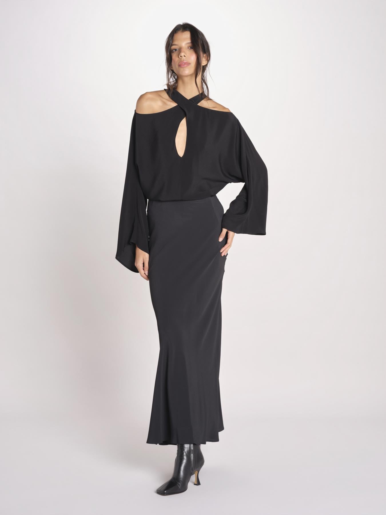 gonna lunga in seta 40702-412 NERO 88 federica tosi 