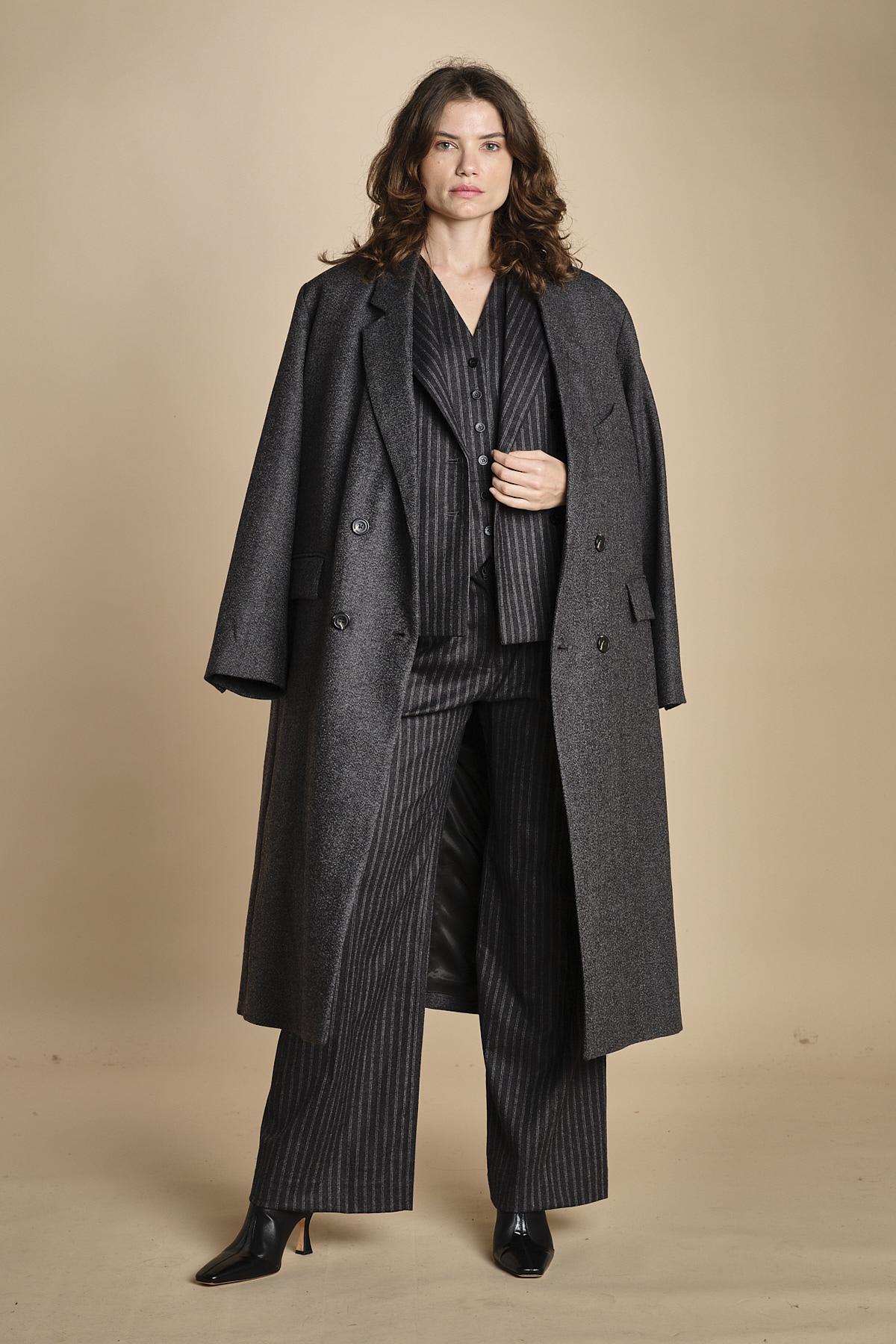 pantalone gessato 15P008CO191 P092 GREY ines de la fressange 