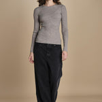 maglia girocollo a costine CAMB KNIT BLOUSE LIGHT TAUBE herskind 