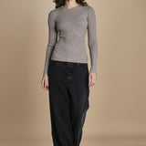 maglia girocollo a costine CAMB KNIT BLOUSE LIGHT TAUBE herskind 