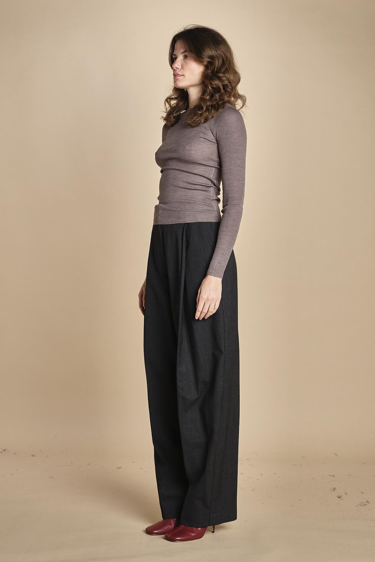 girocollo a costine manica luna in lana merino LAU30 E14043 SIGARO milaura 