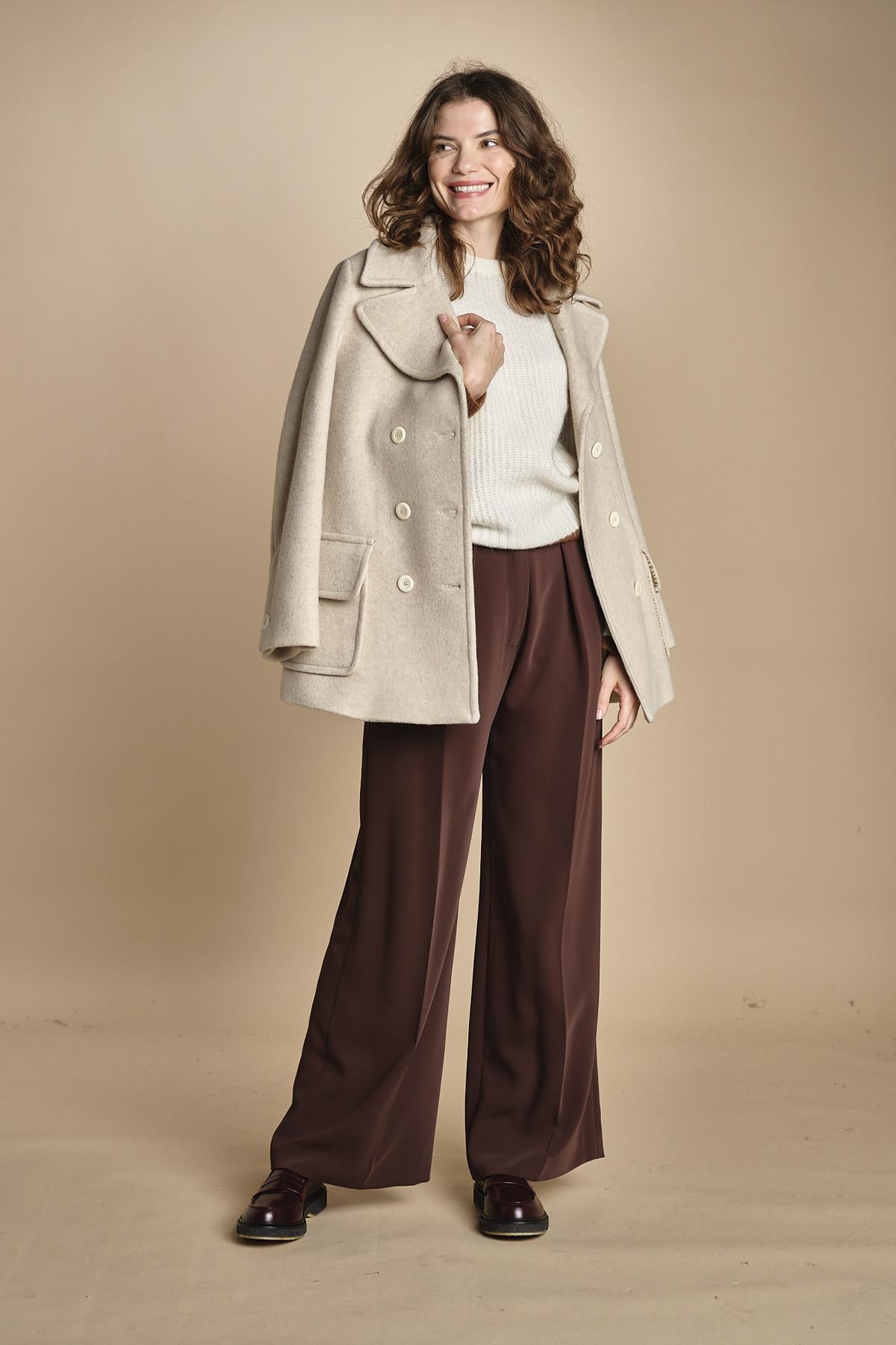 maglia a coste in mohair 15K106WM005 P110 ECRU ines de la fressange 