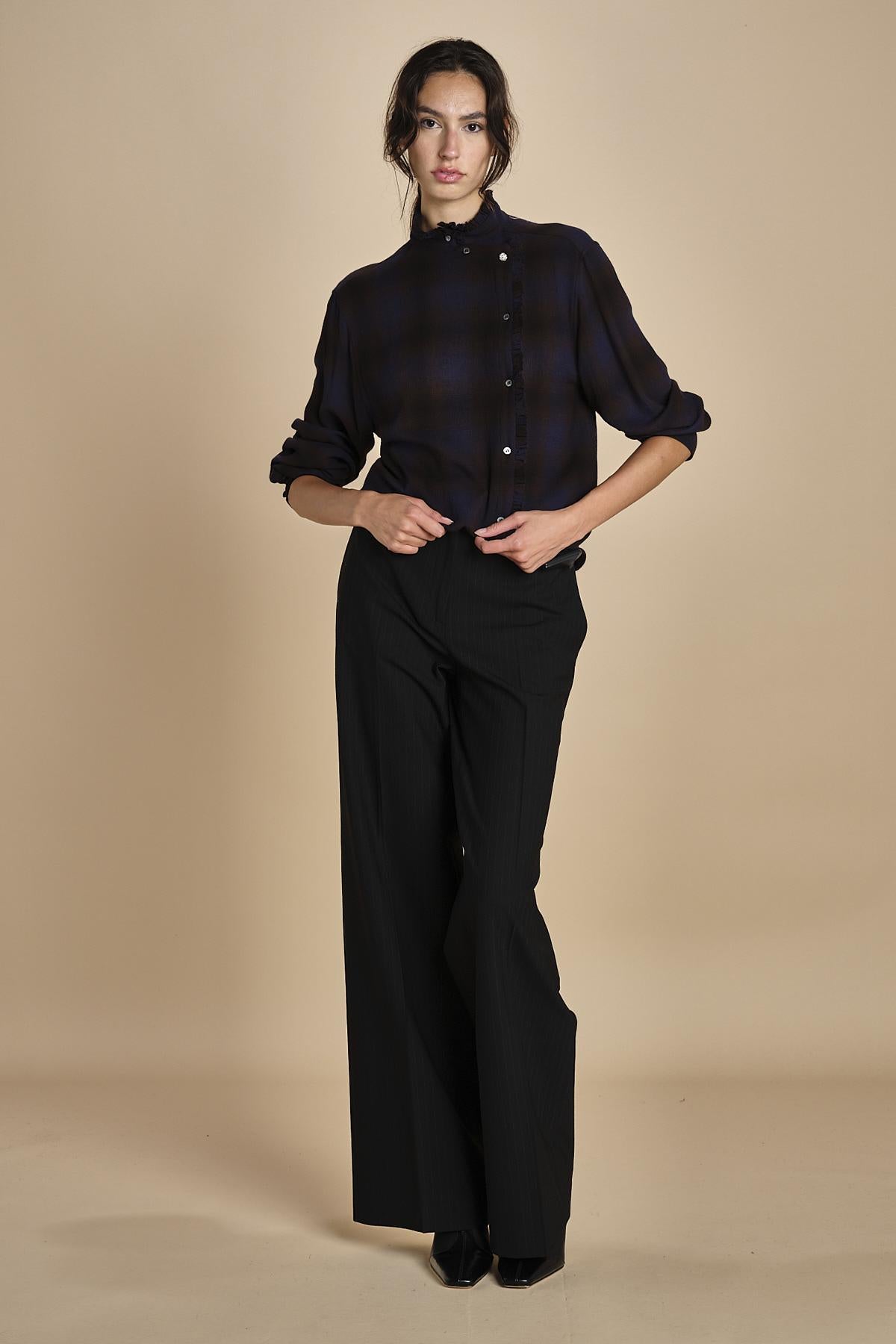 camicia a quadri con rouches G0743081 Q291 n21 