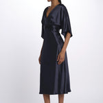 Abito JUNO midi manica svasata 3025446 NAVY malina 