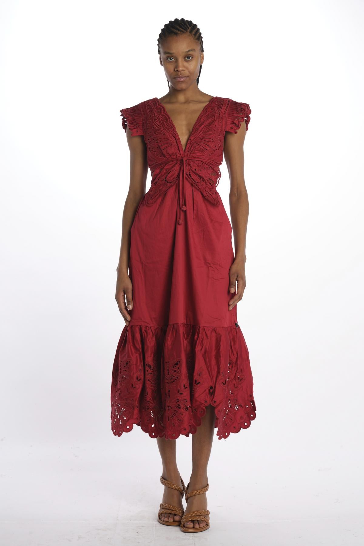 Abito RED BUTTERFLY ricamo farfalla 337217 RED farm rio 