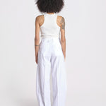 pantalone over con pinces in popeline BILLIE 3111 T0160 WHITE T0001 the latest 
