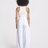 pantalone over con pinces in popeline BILLIE 3111 T0160 WHITE T0001 the latest 