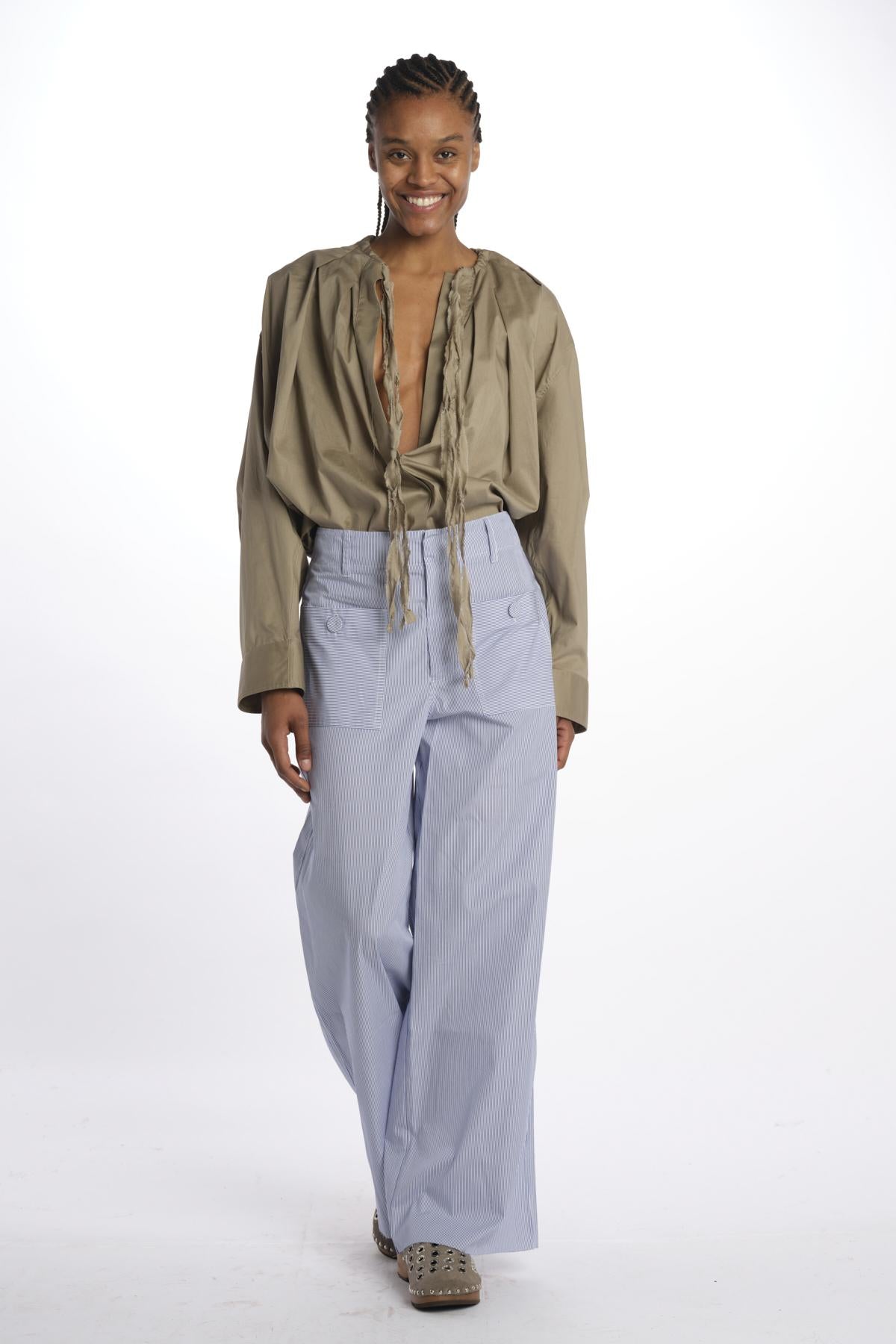 Pantaloni righine con tasche JK PANT WHITEBLUE jejia 