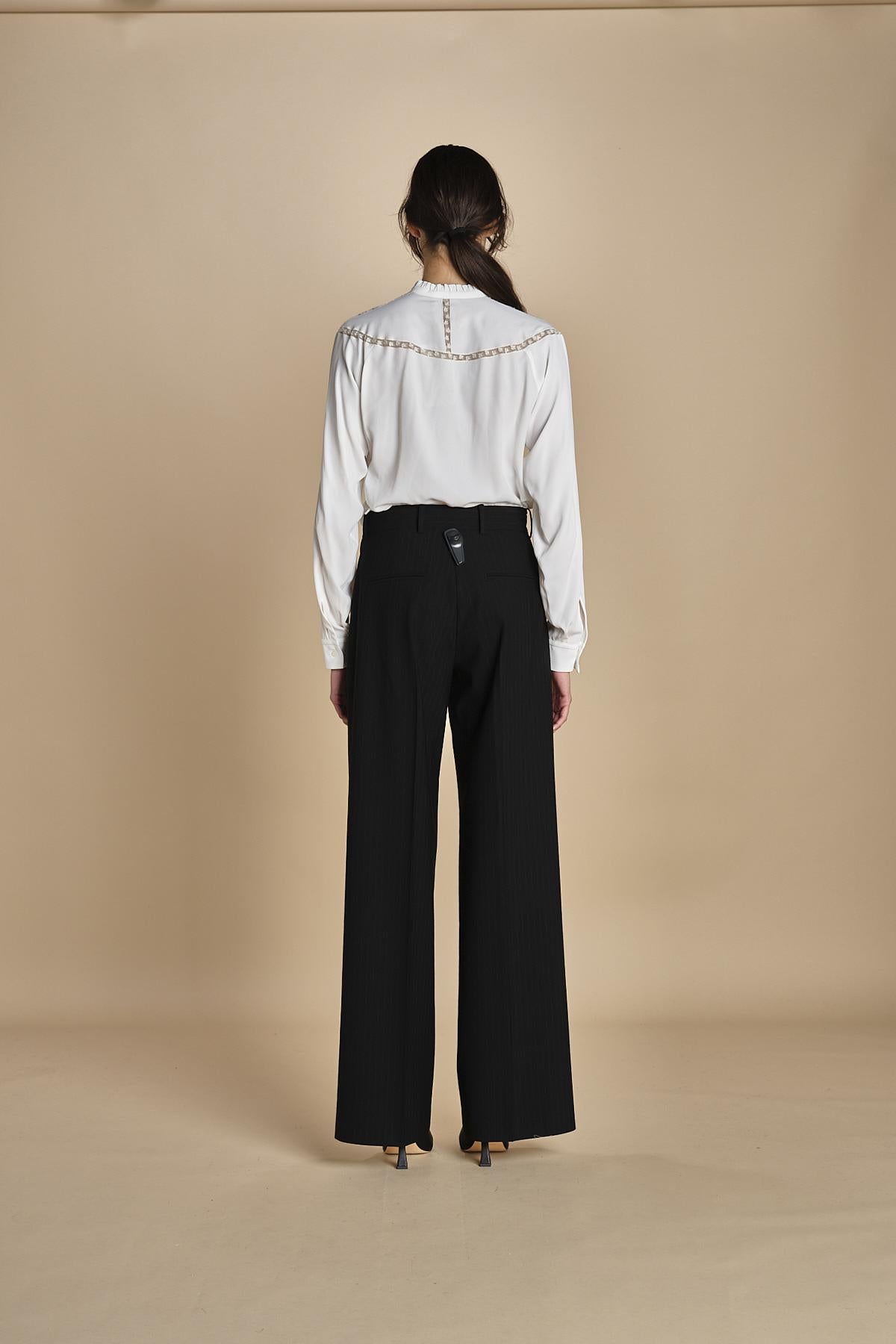 pantalone gessato in gabardine B0415248 R911 n21 