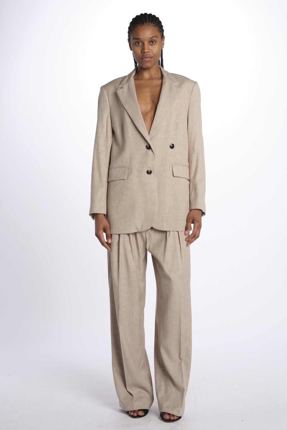 Giacca VALE doppio petto gessata VALE KHAKI true avenue 