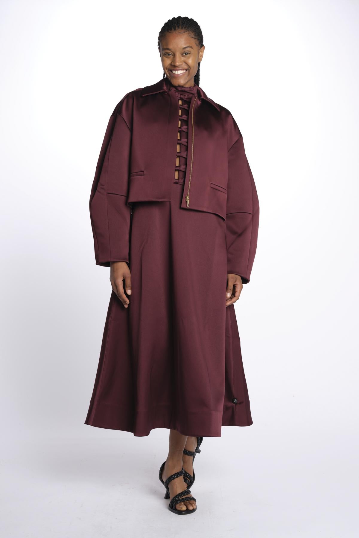 Bomber MERLOT CROPPED raso 4299 BURGUNDY rebecca vallance 