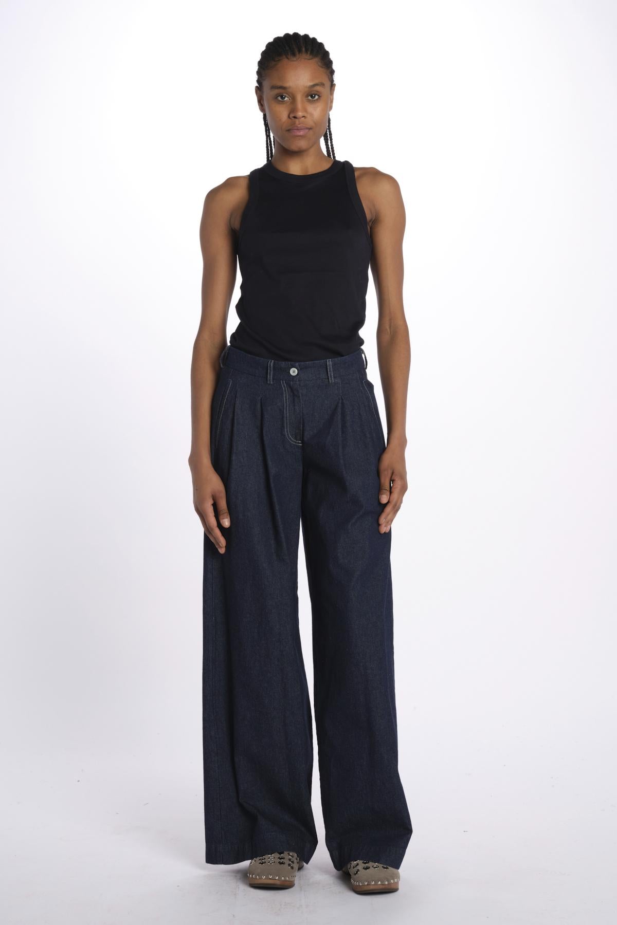 Pantaloni con pences KATHERINE PANT BLUEDENIM jejia 