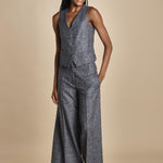 pantalone over con nervature in occhio di pernice ORIANA 540932 15 quelledue 