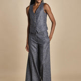 pantalone over con nervature in occhio di pernice ORIANA 540932 15 quelledue 