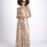 abito lungo con manica lunga PRINTED MARTINI E02263022 GOLD ANIMAL ramy brook 