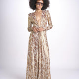 abito lungo con manica lunga PRINTED MARTINI E02263022 GOLD ANIMAL ramy brook 