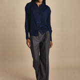 camicia over in lana merino MIL LAU20 E21210 BLU milaura 