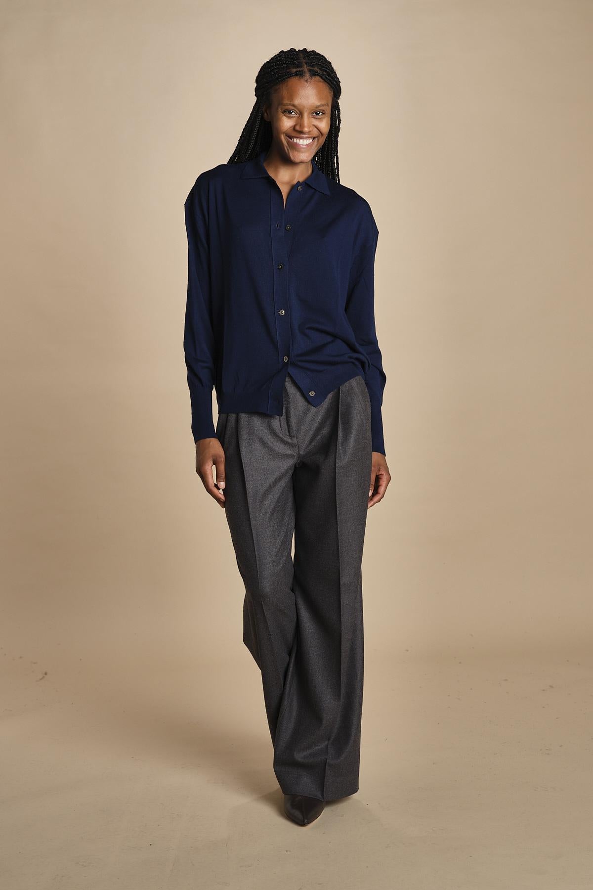 camicia over in lana merino MIL LAU20 E21210 BLU milaura 