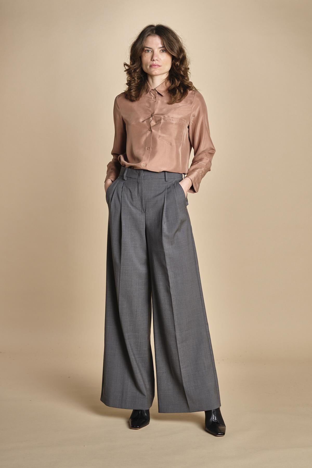 pantalone con pinces tela lana ADELFI 2525136072600 GRIGIO weekend maxmara 