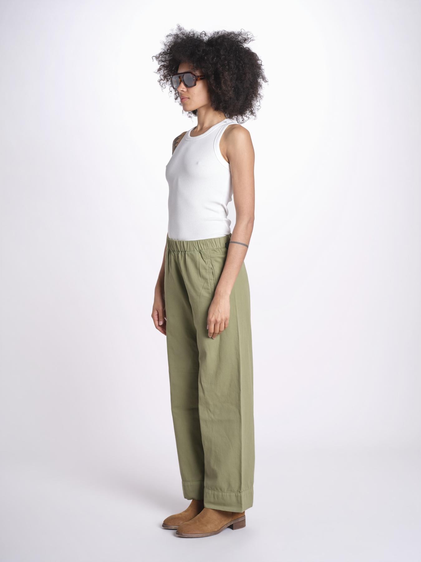 pantalone diritto con elastico in vita PENSIL ESSELING GREEN true avenue 