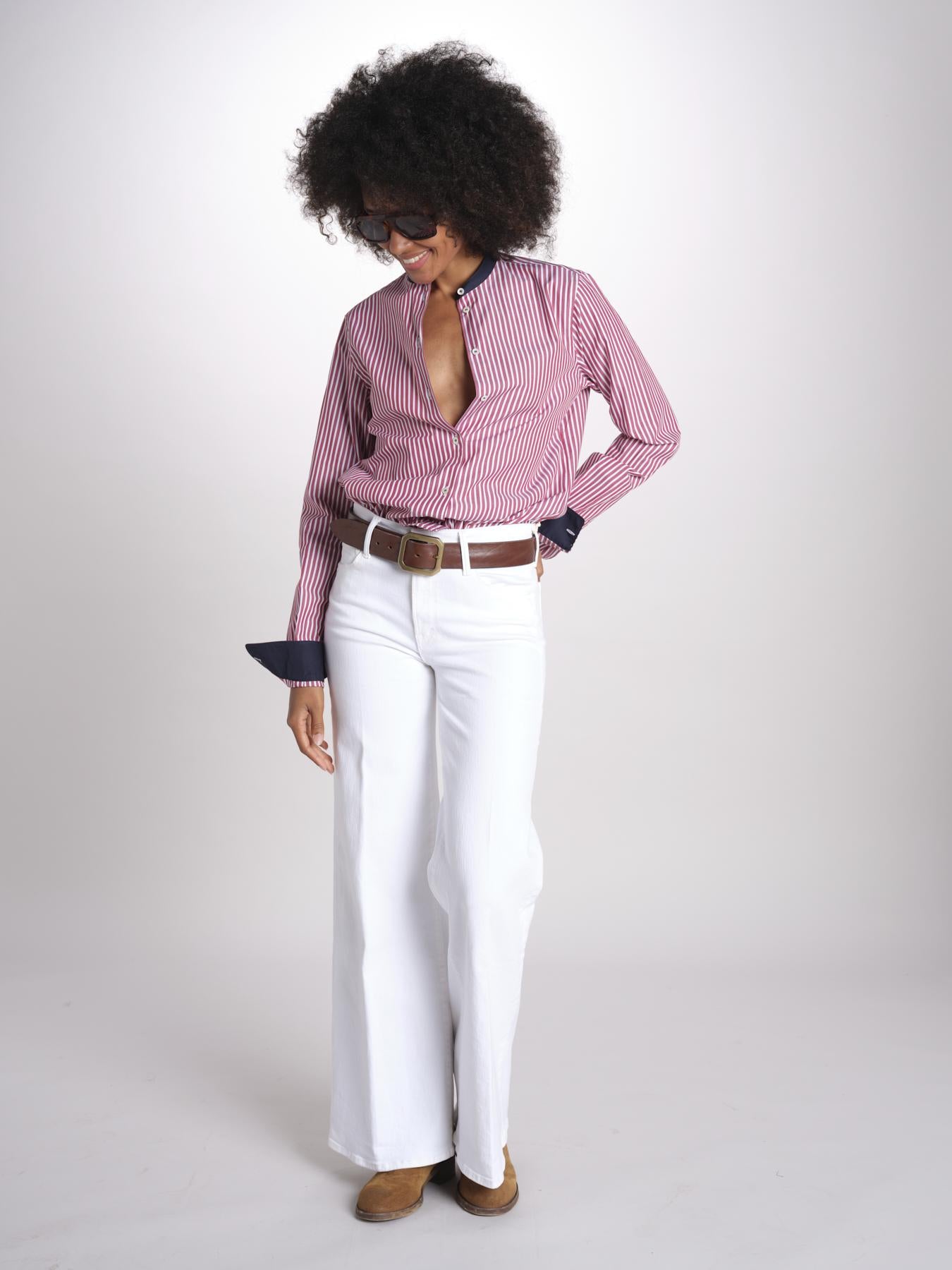 camicia a righe con collo guru MICA5630 BB milaura 