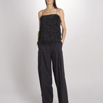 pantalone con pinces in popeline B043-0187-9000 NERO n21 