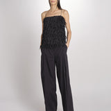pantalone con pinces in popeline B043-0187-9000 NERO n21 