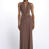 KALISA abito maxi con twist frontale KALISA TAUPE BROWN amazuìn 