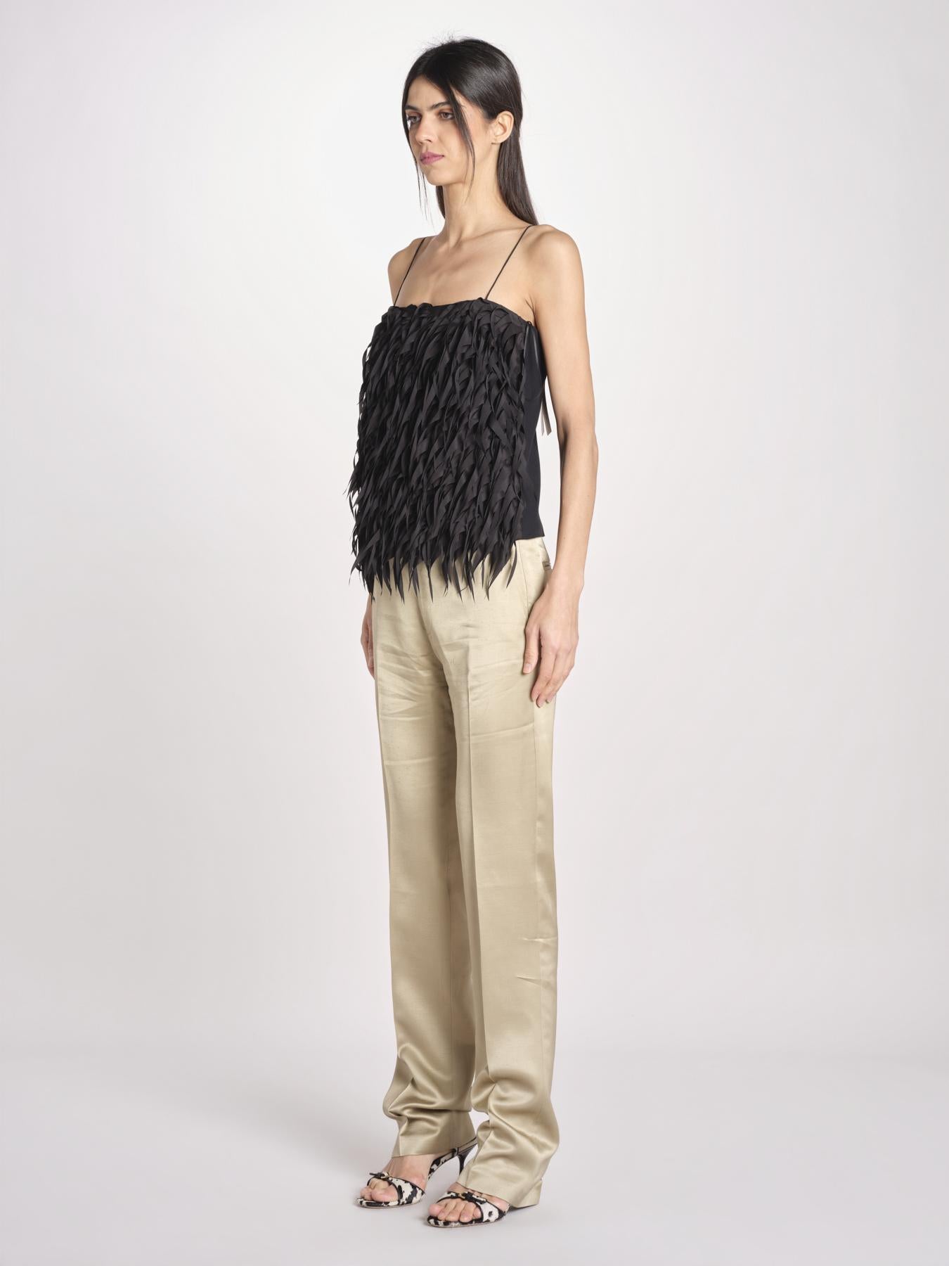 pantalone in shantung B033-5980-1186 KAKI CHIARO n21 