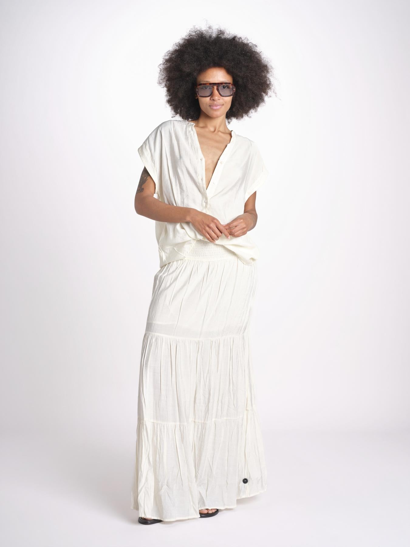 camicia con bottoni CLARENCELK NACRE laraethnics 
