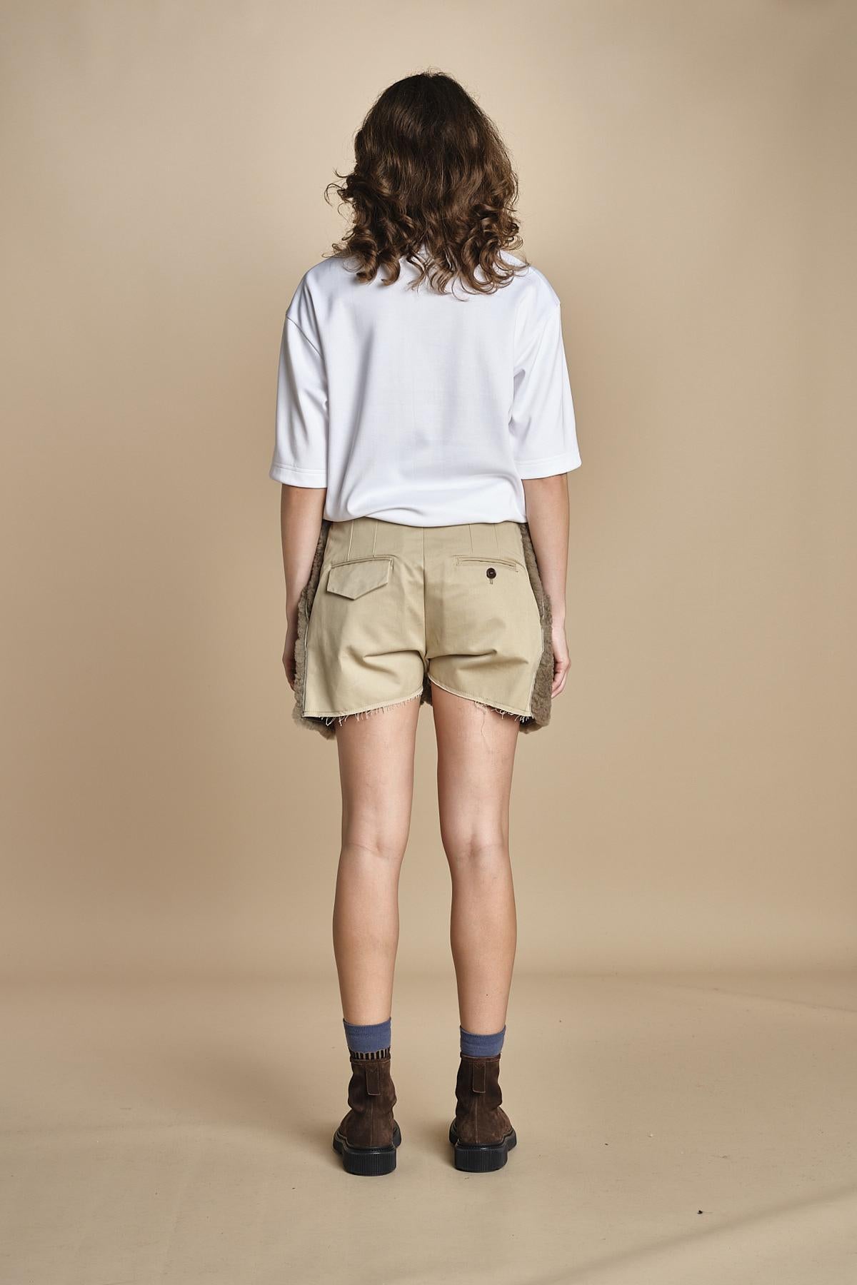 metà montone e metà in cotone NORMA SHORT MJD233AATEX72 J0229 DOVE FUR jejia 