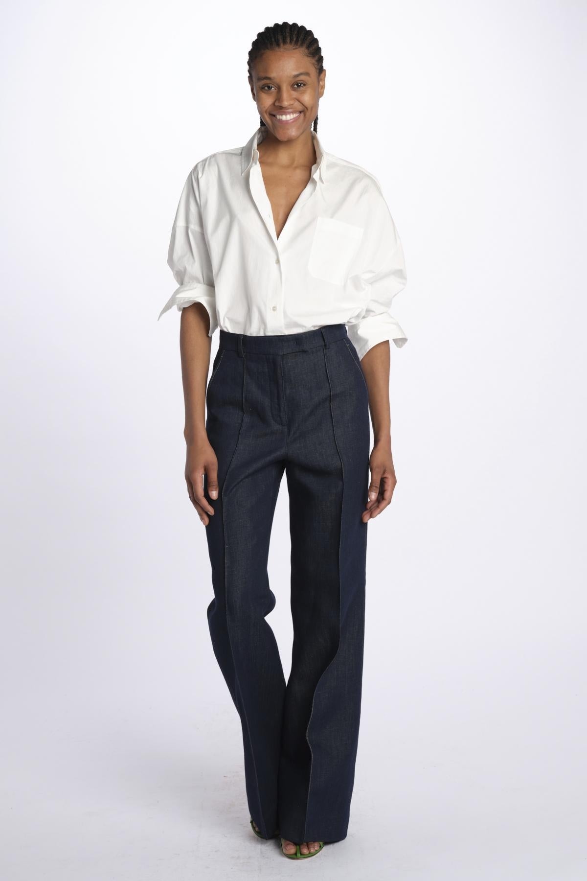 Pantalone OTTAVIA denim dritto nervature OTTAVIA673855 612 quelledue 