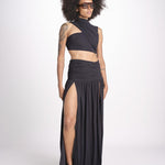 gonna lunga con drappeggio e spacchi TAYLA DEEP BLACK amazuìn 