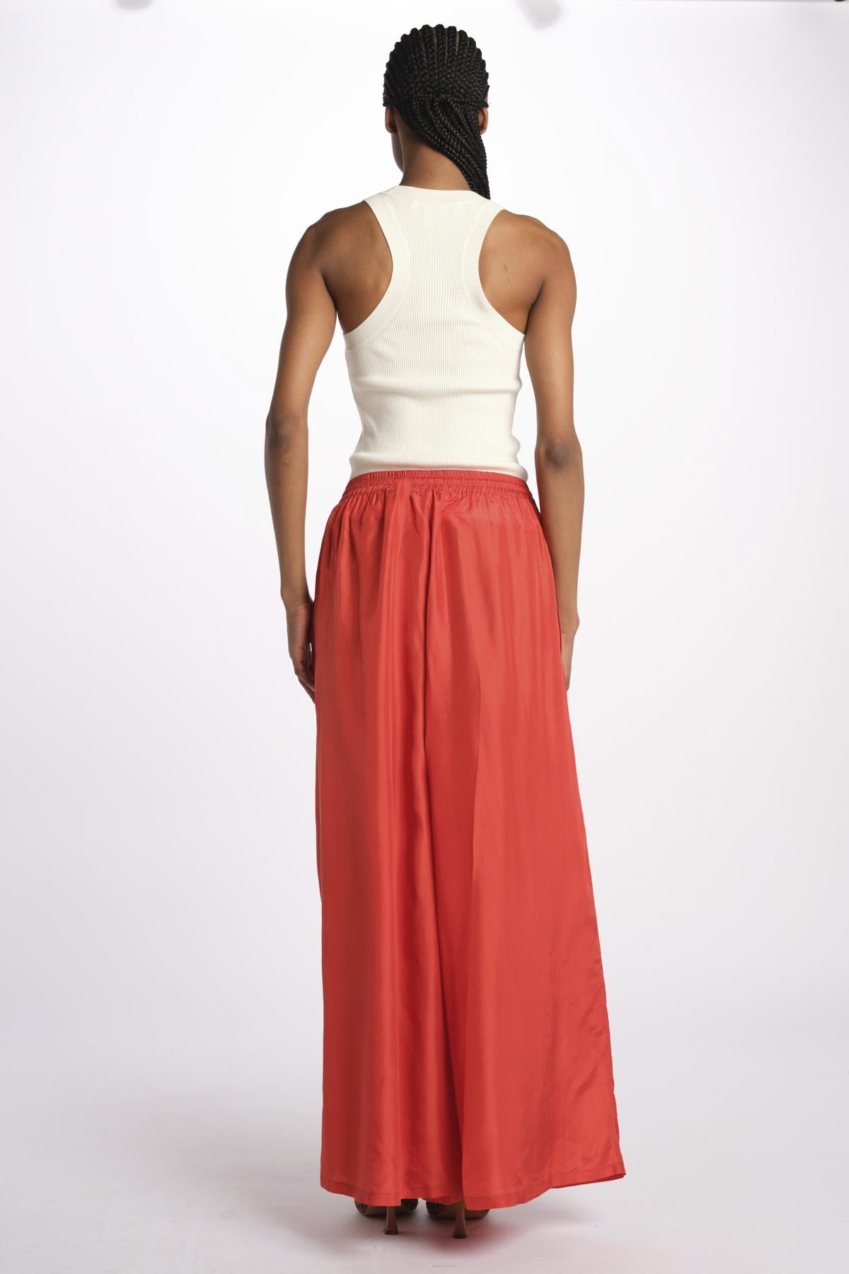 PALAZZO pantaloni in seta  by milaura. BE24252PANT RED ORANGE benaras soleil 