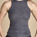 top americano a costine in lana merino LAU28 E14038 GRIGIO SCURO milaura 