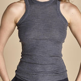 top americano a costine in lana merino LAU28 E14038 GRIGIO SCURO milaura 