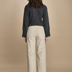 pantalone a zampa con taschine FAUVE WX BEIGE fam 