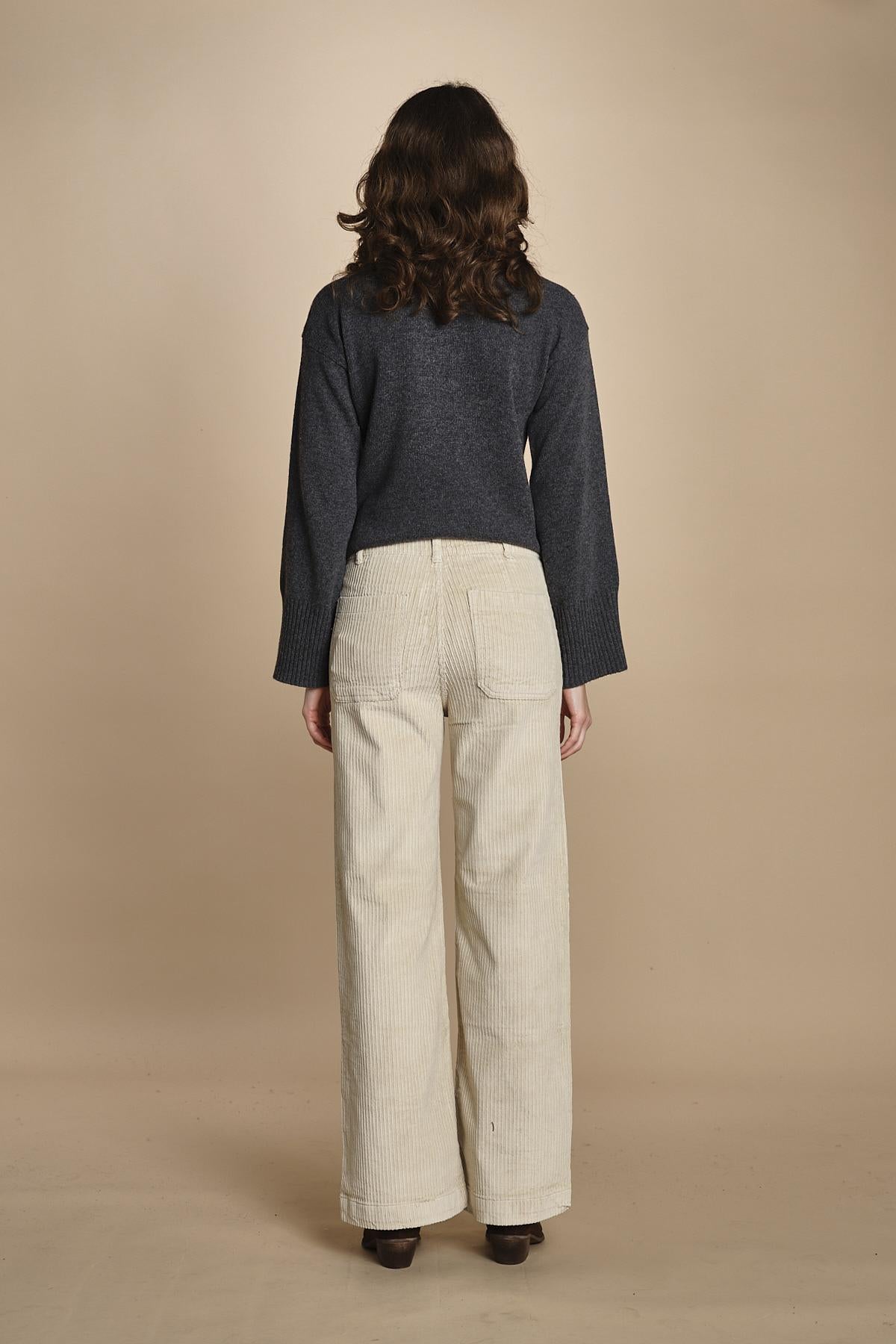 pantalone a zampa con taschine FAUVE WX BEIGE fam 