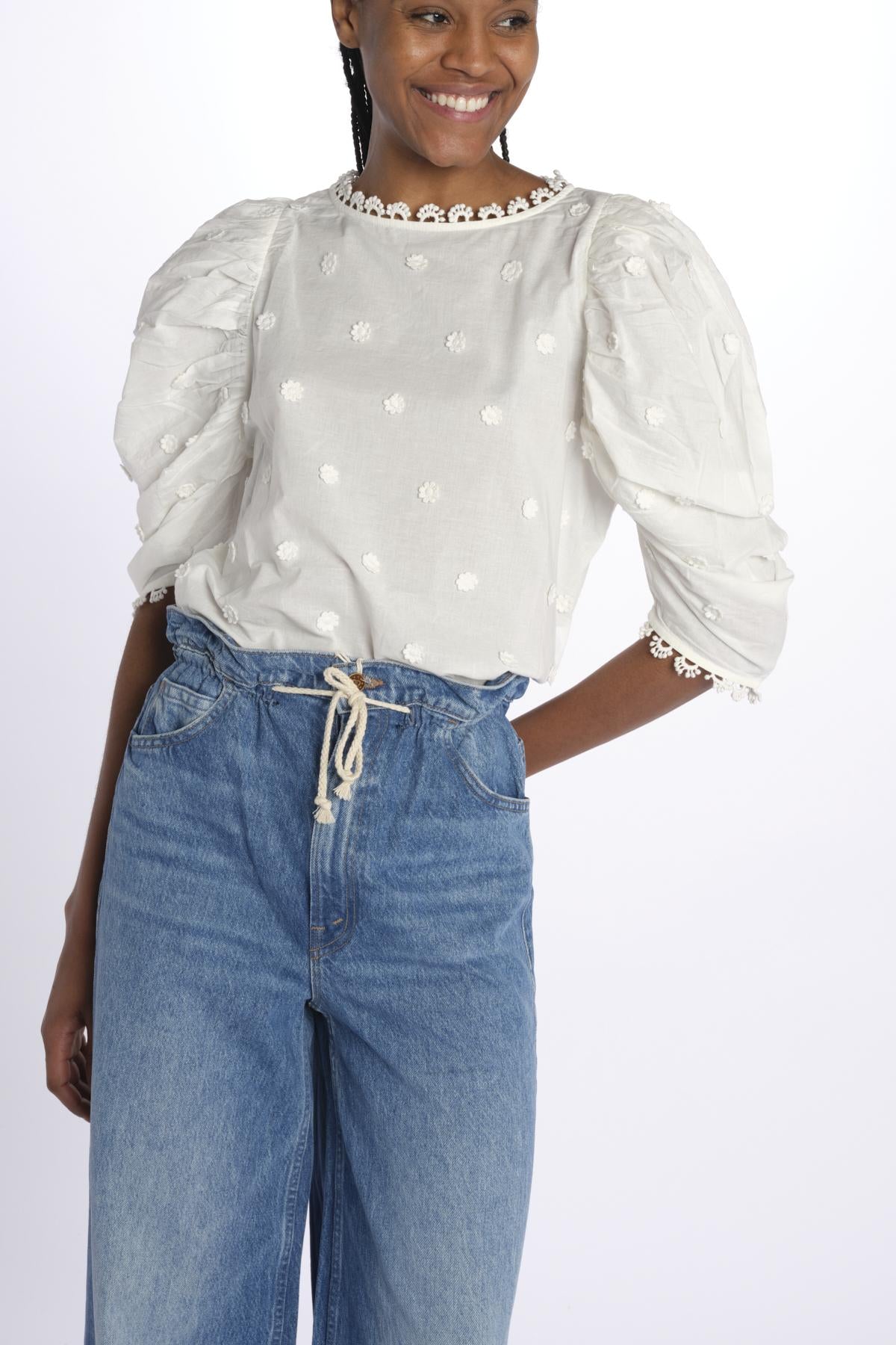 Camicia OFF-WHITE ricamo fiorellini 338614 OFFWHITE farm rio 