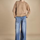 maglia girocollo over CLAUDIA GIROCOLLO CAMMELLO_NERO tenne' 