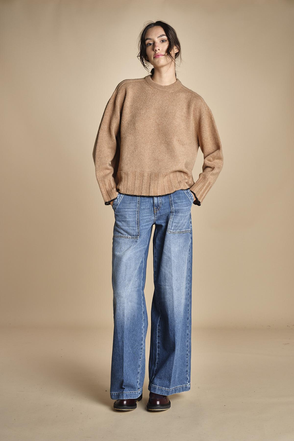 maglia girocollo over CLAUDIA GIROCOLLO CAMMELLO_NERO tenne' 