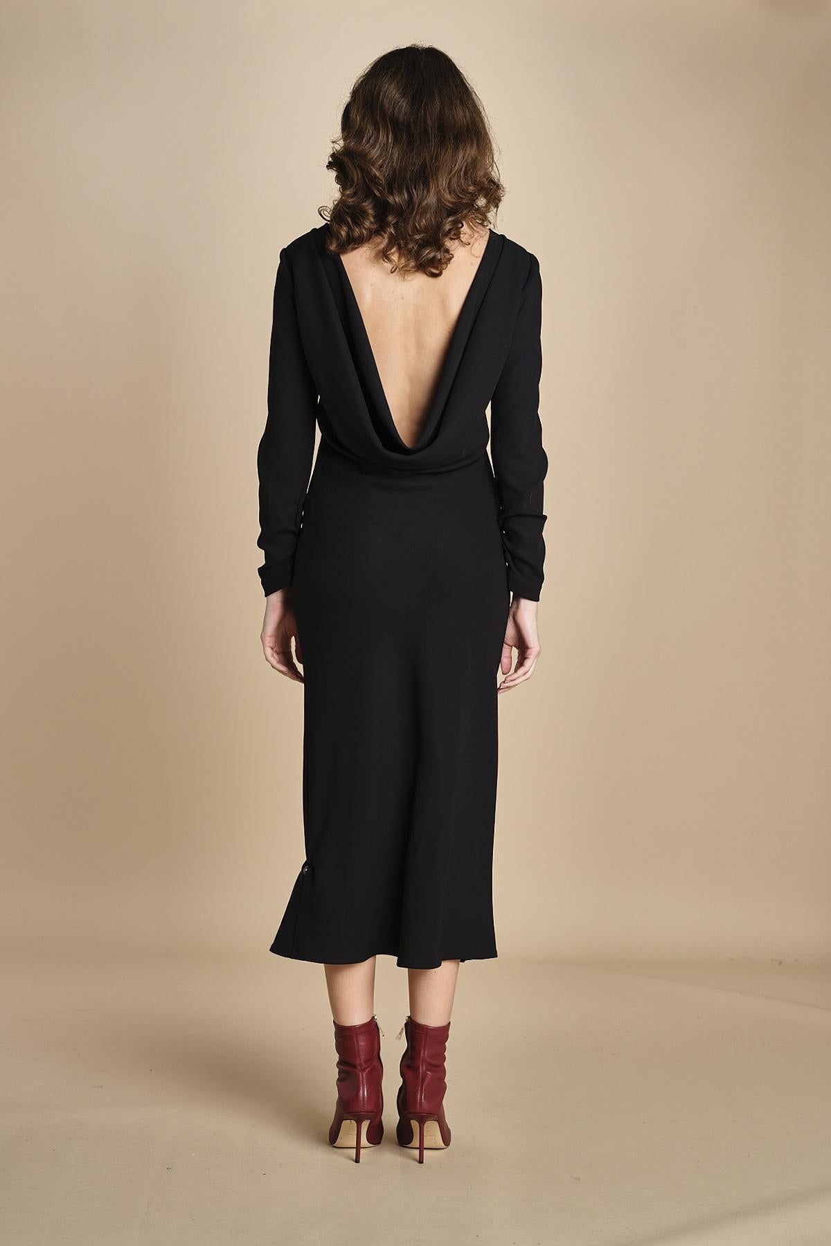 abito midi con scollo dietro TUNISI BLACK crida 