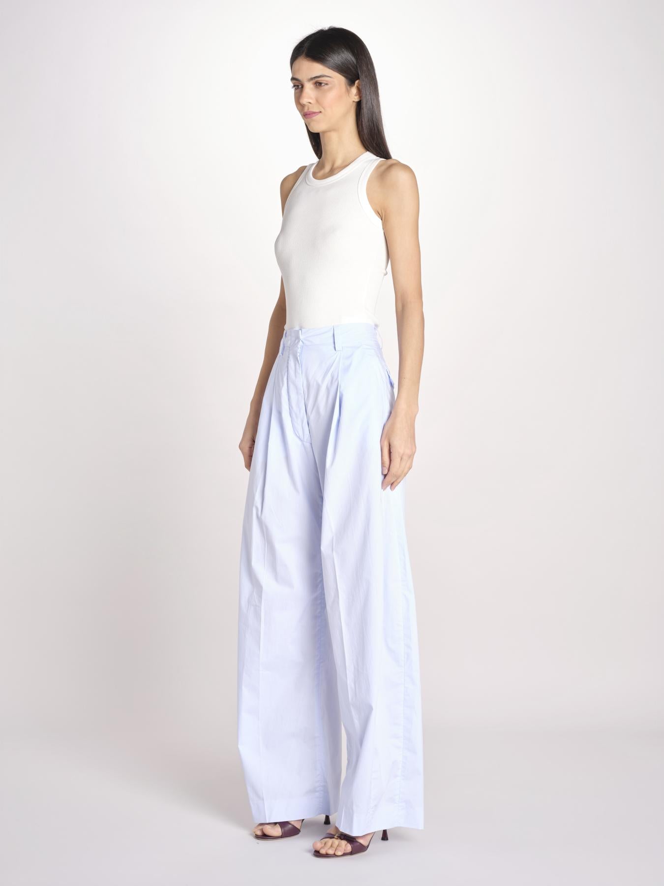 pantalone over con pinces in popeline BILLIE 3111 T0160 LIGHT BLUE T0028 the latest 