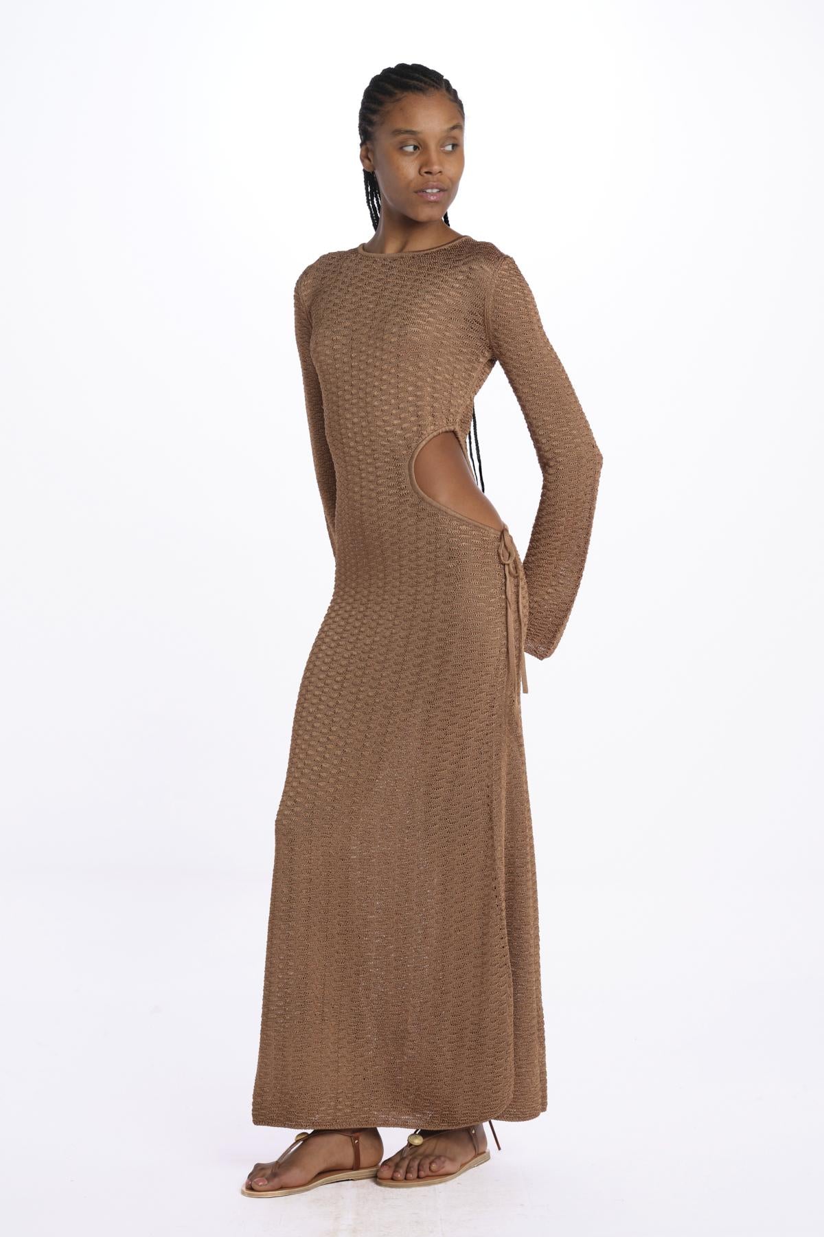Abito lungo con buco DRAPA BRONZE ba&sh 