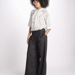 camicia gessata argento con rouches MAGRITASHORTSH73UMAGRIT-WHI WHITE laurence bras 