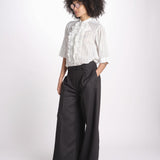 camicia gessata argento con rouches MAGRITASHORTSH73UMAGRIT-WHI WHITE laurence bras 
