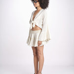 minigonna a balze in lurex gessato ROSE OFF WHITE christianzen 