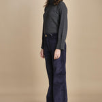 pantalone a zampa con taschine FAUVE WX NAVY fam 
