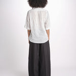 camicia gessata argento con rouches MAGRITASHORTSH73UMAGRIT-WHI WHITE laurence bras 